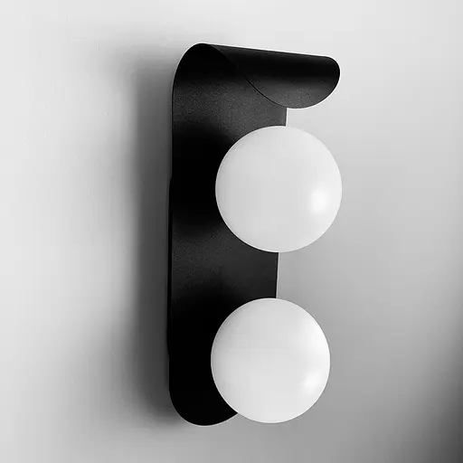 Бра у чорному корпусі з 2-ма білими плафонами Line F WB 17/2 BK - фото 5