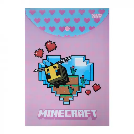 Папка - конверт Yes А4 на кнопке Minecraft Spring Bee вертикальная (492339)