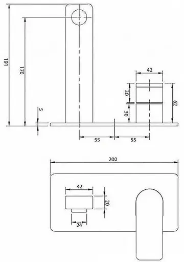 Змішувач для раковини Omnires Baretti прихованого монтажу black mat (BA7815BL) - фото 4