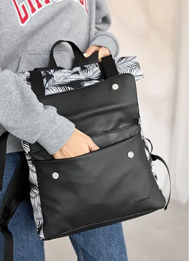 Жіночий рюкзак ролл Sambag RollTop Milton чорний з принтом Palm 41 х 30 х 16 см (24251720) - фото 7