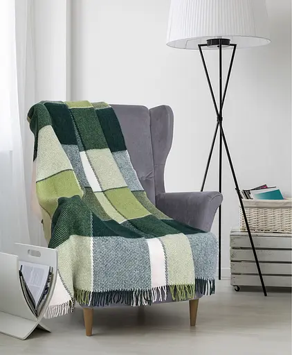 Плед шерстяной Vladi Эльф 200х220 бело-салатово-зеленый 1 - фото 1