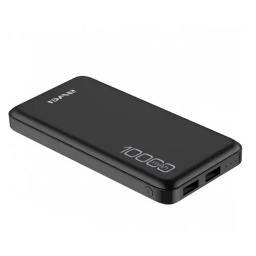 Портативное зарядное устройство для Power Bank Awei P5K 10000 mAh Павербанк USB черный - фото 1