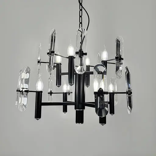 Двоярусна люстра з видовженим камінням на 8 ламп Ø 65 см | Арт. MD 2008-4+4B | Line F - фото 4