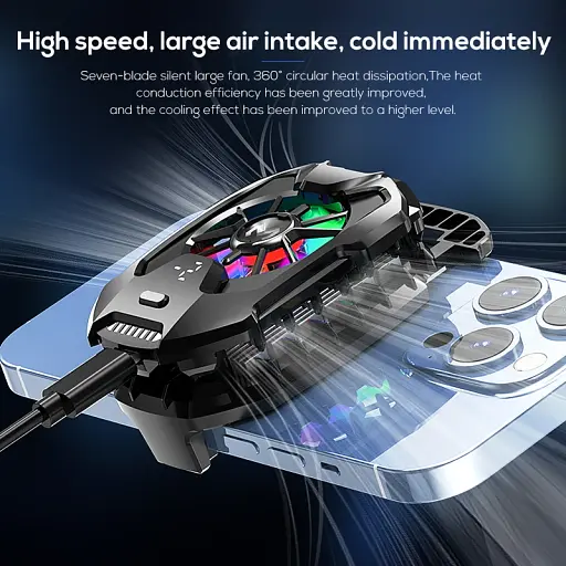 Кулер з екраном активне охолодження для телефону / планшета Memo DLA8 шириною до 88 Black (18511) - фото 5