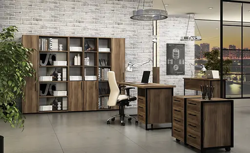 Тумба мобільна лофт ОП-451 Orange-Line 450х400х650 Чорний/Дуб Бароко рістретто - фото 2