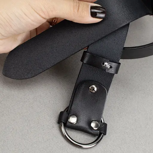 Ремень женский кожаный черный HC-3471 (130 см) под пиджак и пальто - фото 5