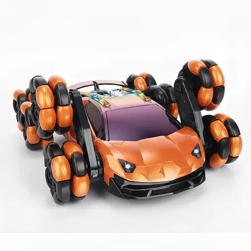 Радиоуправляемая трюковая машина HG 4-16-02, 8 роликовых колес, парогенератор, перевороты колес, аккумулятор 3.7V, Оранжевый