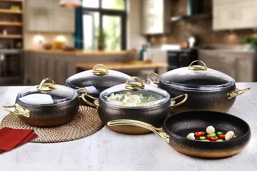 Набір каструль O.M.S. Collection 3024 підходить для індукційної плити Чорний (Туреччина) - фото 5