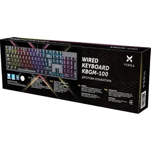 Клавіатура Vinga KBGM-100 LED Blue Switch USB Black (KBGM-100 Black) - фото 7