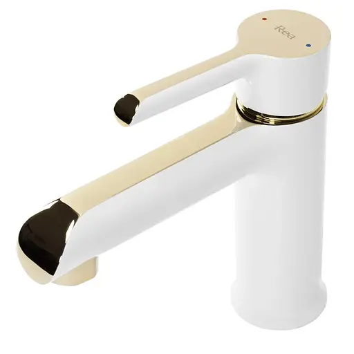 Змішувач для умивальника Rea Melia white gold низький REA-B2708 Білий - фото 4