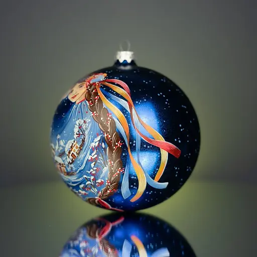 Ялинкова прикраса Різдвяні історії Дівчина-Зима куля скло (4820001154658) - фото 3