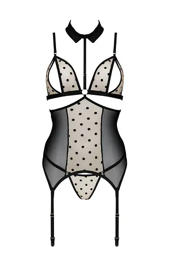 Корсет с открытой грудью Passion DOMINICA CORSet XXL/XXXL beige пажи для чулок стринги - фото 3