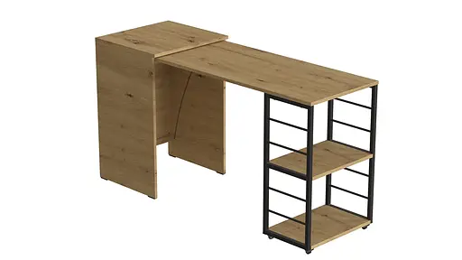 Стіл-тумба трансформер Смарт 2/2 Ferrum-decor 750x1450x600 Чорний метал ДСП Дуб Артизан 16 мм (FRD-105107) - фото 6