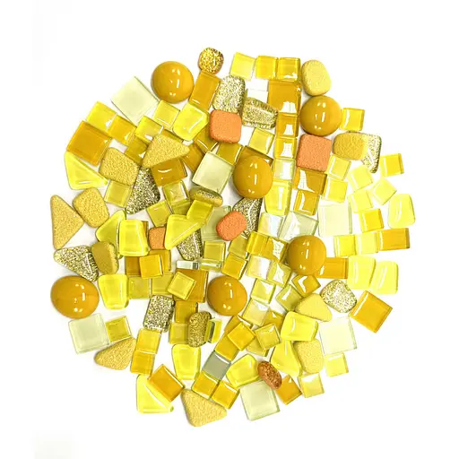 Набор стеклянных камешков для мозаики Bambi 6505, 200 грамм, 150-180 шт, 4 мм, желтый - фото 1