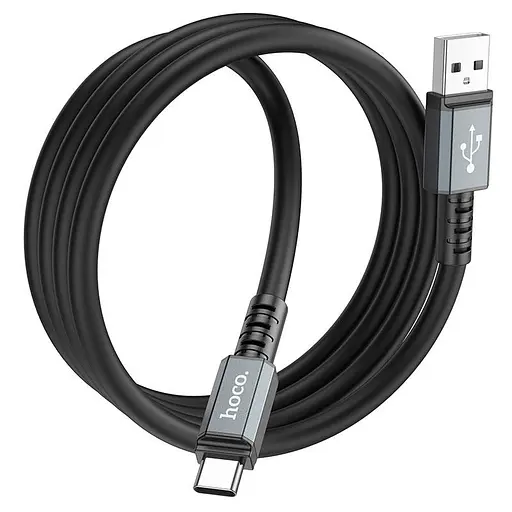 Кабель усиленный Hoco X85 USB - Type-C Strength зарядный кабель для передачи данных 1 м 3A черный - фото 1