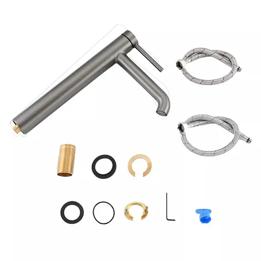 Змішувач для умивальника високий литий вилив збройована сталь Gappo G1006-29 Графітовий хром - фото 3