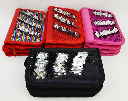 Пенал із паєтками двосторонній, 3 відділення (В асортименті) - фото 2