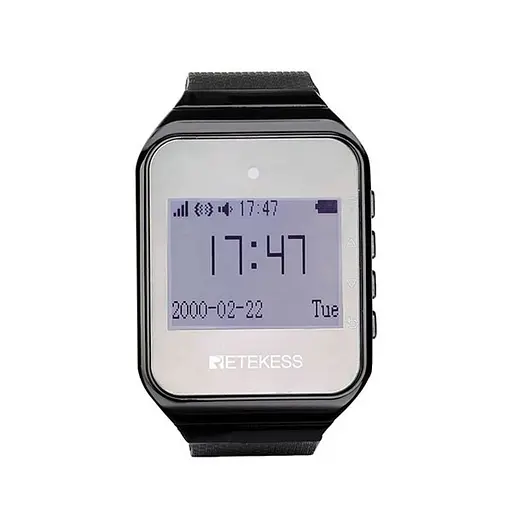 Система вызова официанта беспроводная с черными часами - пейджером Retekess TD108 + 5 черных кнопок (с кнопкой КАЛЬЯН) (100759) - фото 4