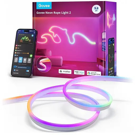 Стричка свитлодиодна розумна Govee H61D3 Neon Rope Light 2, 3м, RGBIC, WI-FI/Bluetooth, билий - фото 1