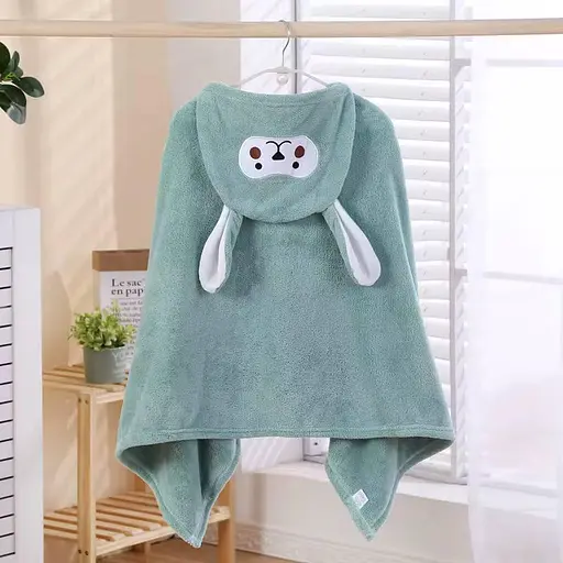 Дитячий рушник - куточок з капюшоном мікрофібра 140*70 см Оливковий - фото 1