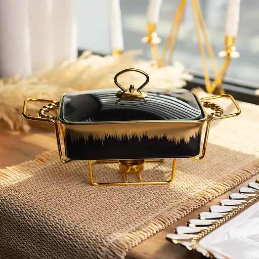 Мармит настольный Yiwu прямоугольный с подогревом 31х16х11 см на металлической подставке с крышкой мармитница для первых блюд ML1106-11 - фото 2