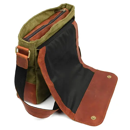 Сумка через плече Tarwa розміру А4 з парусини та шкіри 30х32х7.5 см sum0028339 - фото 8