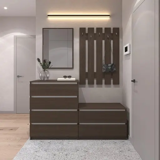 Прихожая VAYS комплект в прихожую №1 венге темный-белые планки