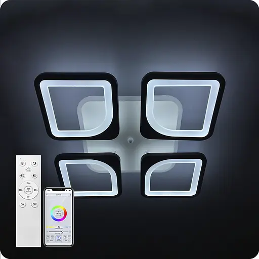 Люстра світлодіодна 517 Light 3color з пультом 96Вт Чорний (01188) - фото 6