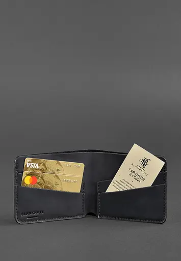 Мужской кожаный портмоне 4.1 (4 кармана) черный Crazy Horse - фото 3