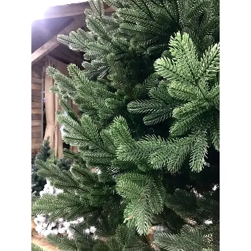 Ялинка Hvoya Traditional реалістична лита з дерев'яним стовбуром 3 м зелена - фото 4