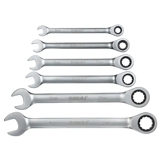 Набір ключів ріжково-накидних Sigma з тріскачкою 6 шт (8, 10, 12, 13, 17, 19 мм) CrV satine (6010511) - фото 2