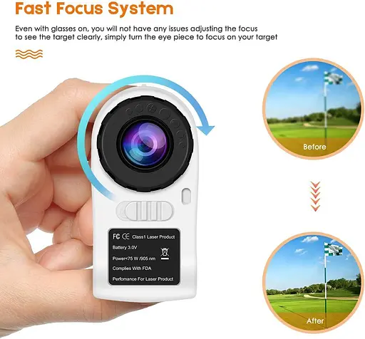 Дальномер PeakPulse Rangefinder Golf 656 Yards с фиксатором флага, 6-кратным увеличением, вибрацией, измерением расстояния - фото 2