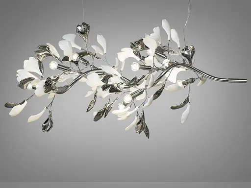 Фарфорова люстра в зал на 12 ламп, хром - фото 2