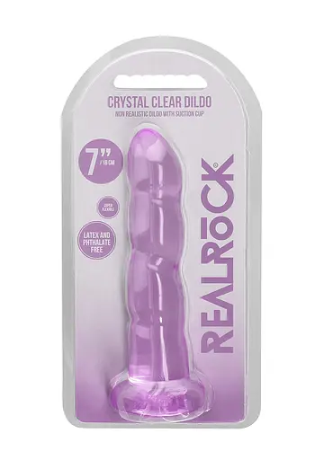 Фалоімітатор RealRock Crystal Clear 7" 18 см (фіолетовий) - фото 5