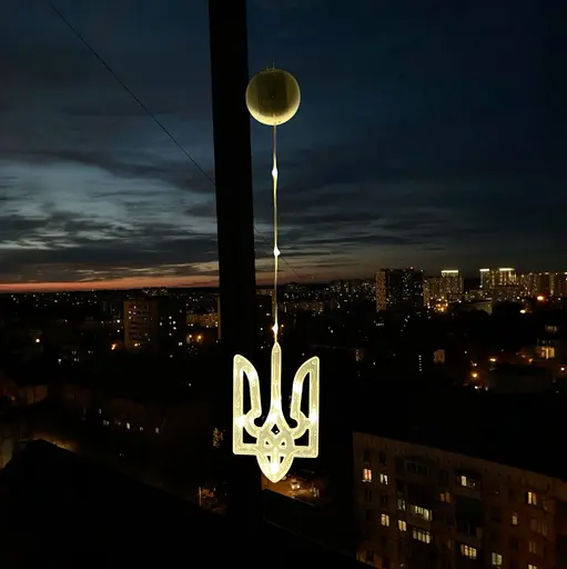 Світлодіодна гірлянда OldBro світильник набір фігурок Український Тризуб 10 лід з батарейками 3ААА та присоскою - фото 3