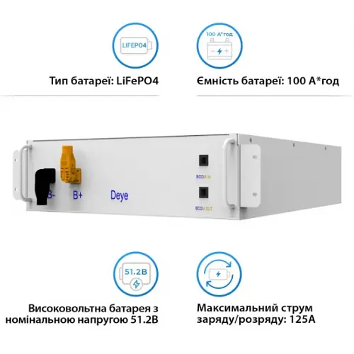 Аккумулятор Deye BOS-G PRO LiFePO4 HV 51.2v 100Ah 5.12kwh - фото 7