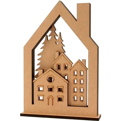 3D композиция на подставке Rosa Talent Домики МДФ 18х4х25.6 см