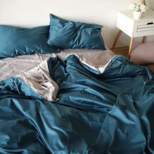 Комплект постельного белья сатин 100% хлопок бирюзово синий Laguna - двуспальный - фото 2