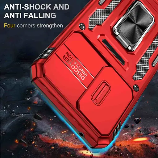 Ударопрочный чехол Camshield Army Ring для Samsung Galaxy A34 5G Красный / Red - фото 7