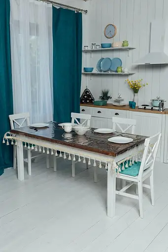 Скатертина силіконова з молочною бахромою 200х140 см - фото 2