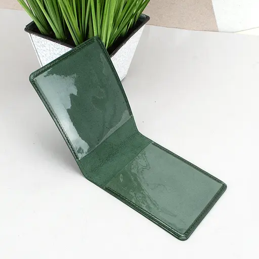 Обложка на удостоверение УБД кожаная зеленая - фото 2