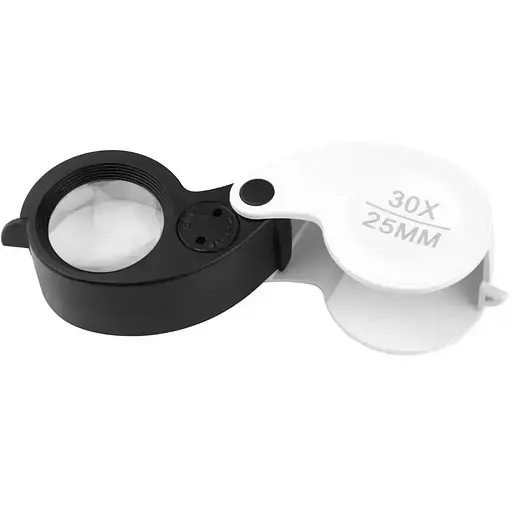 Лупа ювелирная NO 92530 30-кратная складная с подсветкой диаметр 25 мм - фото 1