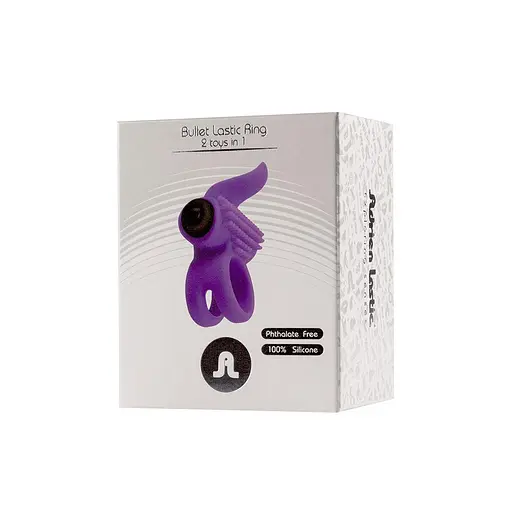 Ерекційне віброкільце Adrien Lastic Bullet Lastic Ring з язичком і щіточкою для стимуляції клітора - фото 3
