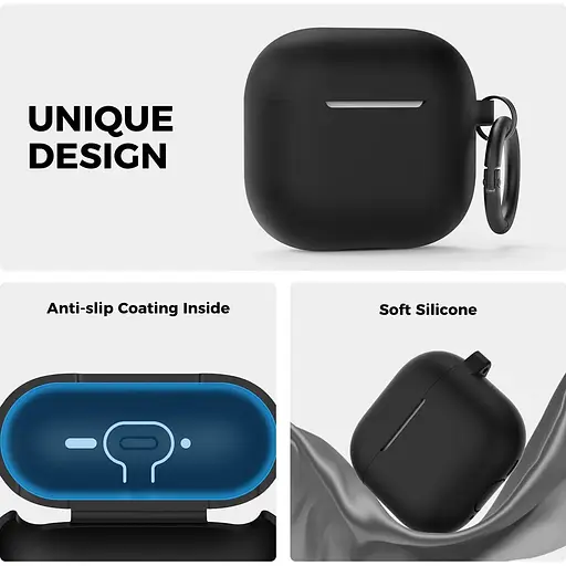 Чехол AhaStyle Colorful Silicone Case для AirPods 4 Black [133811] - фото 2