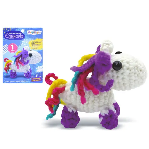 Дитячий набір для в'язання "Єдиноріг" Limo Toy M5864UA 80-65 мм, пластикова голка, пряжа - фото 1