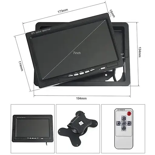 Автомобильный монитор Podofo AHD-726 с поддержкой AHD камер до 2 Мп 7 дюймов - фото 3