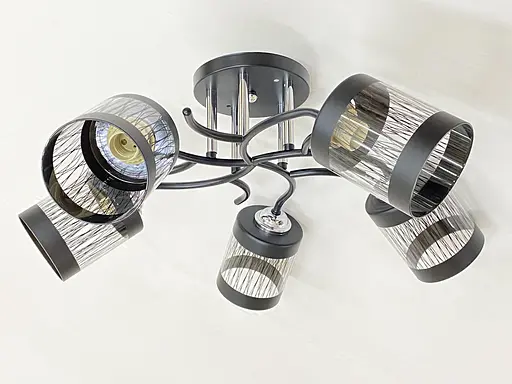 Стельова Люстра на 5 плафонів VALESO 6979A/5 (Чорний+Хром)