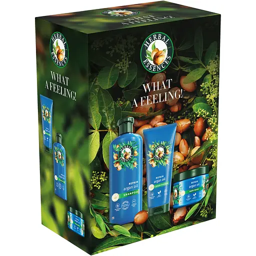 Подарунковий набір Herbal Essences Арганова олія відновлювальний: шампунь 350 мл + маска для волосся 300 мл + кондиціонер для волосся 250 мл - фото 2