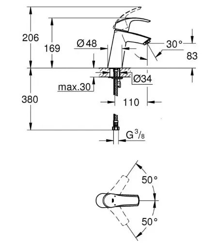 Набір змішувачів для ванної кімнати Grohe Eurosmart з душовою системою Tempesta 3в1 30412 - фото 5