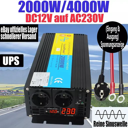 Инвертор преобразователь напряжения Lvyuan F-2000P 12-230v 2000/4000w чистый синус - фото 4